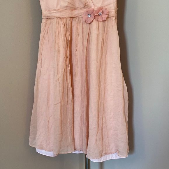 J. Crew Light Pink Misty Rose Mirabelle Crinkled Silk Chiffon Grecian Dress 6 - Picture 5 of 10